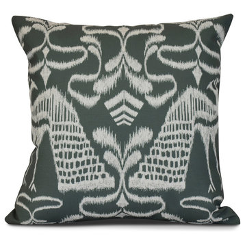 18x18", Crown, Animal Print Pillow, Gray