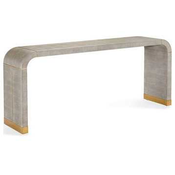 Sutherland Console Table - Sorrel Gray Shagreen, Brushed Brass