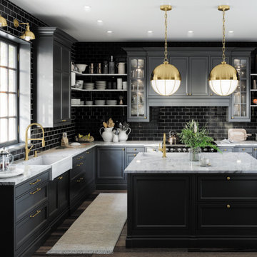 Beautiful kitchen with island and gold accents