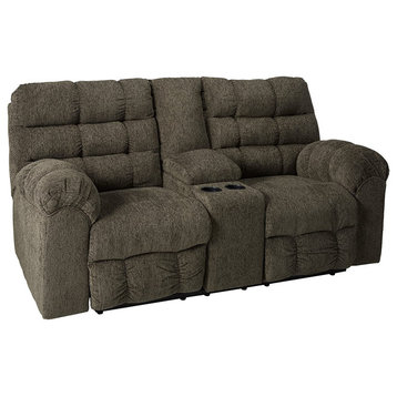 Contemporary Theater Seating, Overstuffed Dark Gray Chenille Seat & Tufted Back