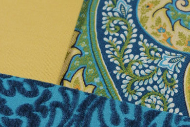 Peacock Blue and Yellow Fabrics Blended Together