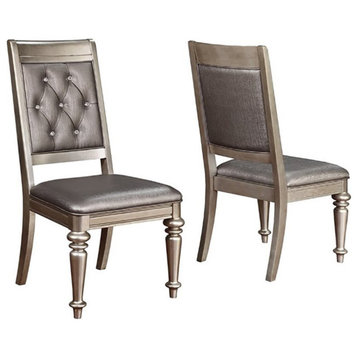 Coaster Danette Armless Tufted Faux Leather Dining Chairs in Gray