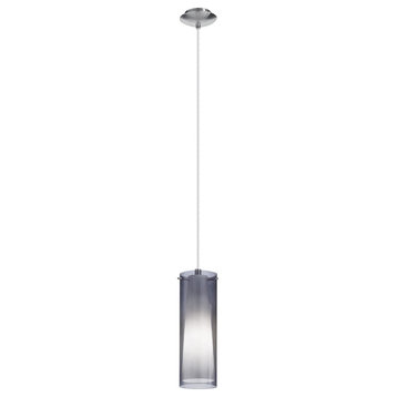 1x60W Mini Pendant w/ Matte Nickel Finish & Inner White Glass