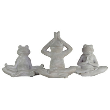 Frye Frogs 3-Piece Cement Figurine Set, Concrete Gray