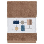 Linum Home Textiles - Khloe Embellished Washcloth - The KHLOE Embellished Towel Collection features a mod geometric grid embroidery on a woven textured border.