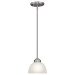 Livex Lighting - Somerset Mini Pendant, Brushed Nickel - Smooth lines meet gorgeous materials in our Somerset collection. The sleek design will add contemporary class and appeal to your home. This one light mini pendant features a brushed nickel finish with satin glass.