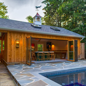 A Contemporary Pool House Design Where NanaWall Doors Takes Center Stage