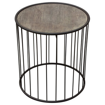 Gibson 22" Round End Table With Metal Base, Gray
