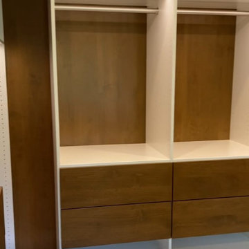 Modern Master Closet with Lighting and Drawers