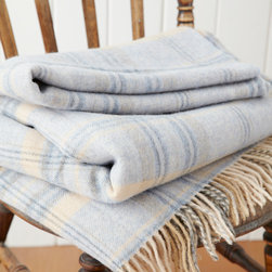blue heather check merino wool throw - Throws