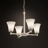 Fusion Tetra 4-Light Chandelier, Round Flared, Brushed Nickel, Opal Shade