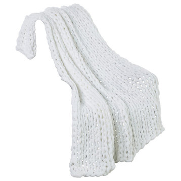 Kathy Ireland Chunky Knit Throw Blanket, Cream
