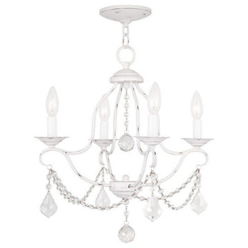 Traditional French Country Four Light Chandelier-Antique White Finish