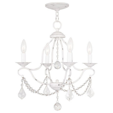 Traditional French Country Four Light Chandelier-Antique White Finish