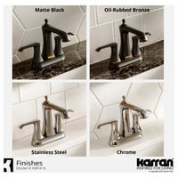 Karran 2-Hole 2-Handle Bathroom Faucet With Pop-Up Drain, Stainless Steel