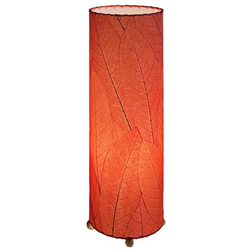 24 Inch Cocoa Leaf Cylinder Table Lamp Red
