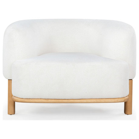 Safavieh Couture Oscar Boucle Accent Chair, Ivory/Natural