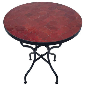 27" All Red Moroccan Mosaic Table