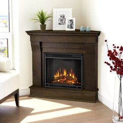 Real Flame Chateau Dark Walnut Corner Electric Fireplace - Indoor Fireplaces