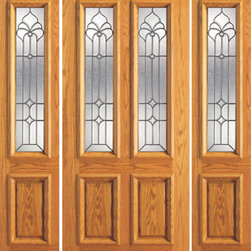 Prehung Mahogany Twin Lite Entry Two Sidelights Door, Glasswork - Front Doors