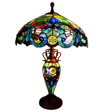 "Demetra Aurora" 3-Light Victorian Double Lit Table Lamp