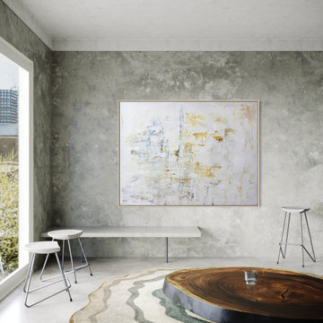 Modern Neutral Living Room with Large Abstract Wall Art