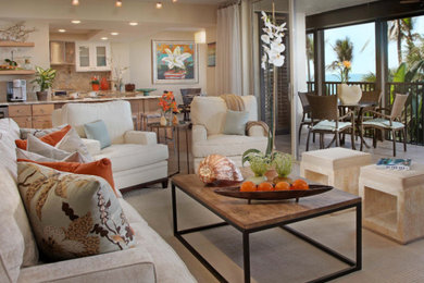 Beach style living room photo in Miami