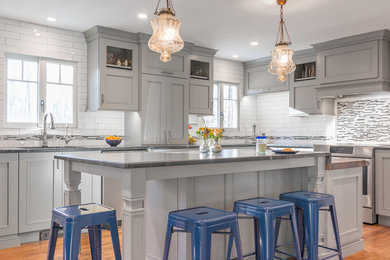 Example of a trendy kitchen design in Boston