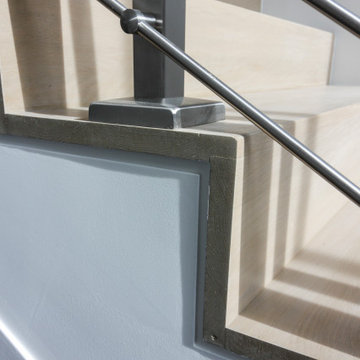 75_Modern Stairway: White Oak & Stainless Steel Balustrade, McLean VA 22101
