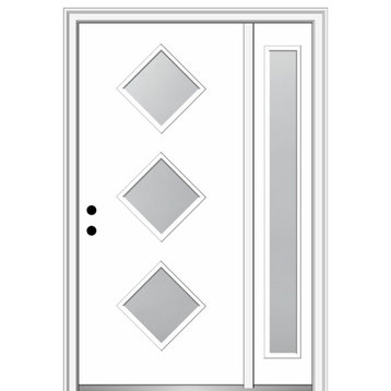 48"x80" 3 Lites Frosted Right-Hand Inswing Primed Fiberglass Door, 6-9/16"