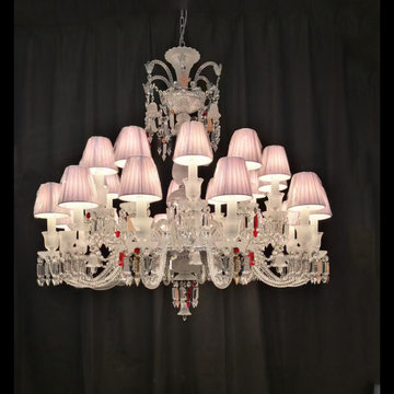 24 Light Pink Lampshade Baccarat Chandelier