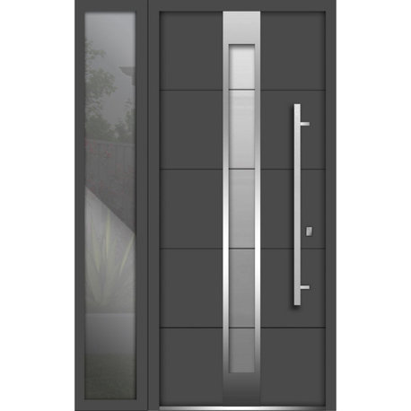Exterior Prehung Door 50 x 80 / Deux 1717 Gray Graphite, Left in