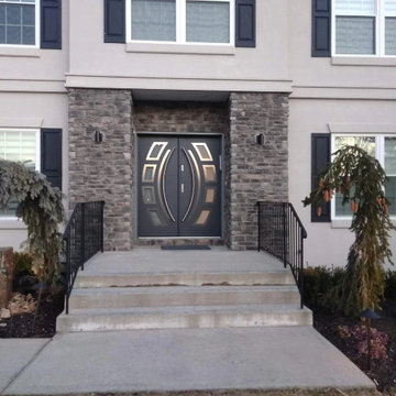 Double Door with Glass. Hurricane impact entry door