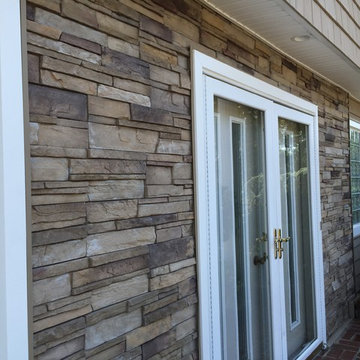 Bellmore Siding - Tuscan Clay Shakes with Plum Creek Ledgestone