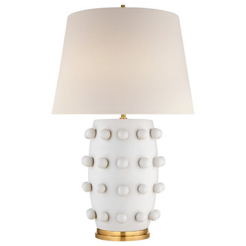 Linden Medium Lamp in Plaster White with Linen Shade