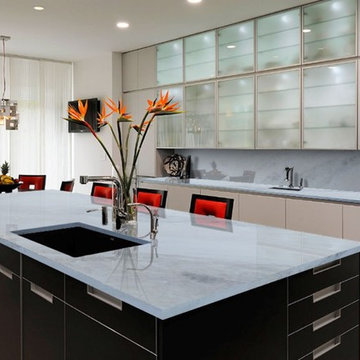 Bianco Cintilante Marble Kitchen