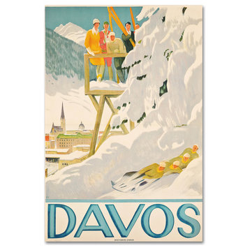 Vintage Apple Collection 'Davos Skiing' Canvas Art, 12" x 19"