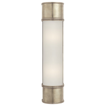 Oxford Bathroom Wall Sconce, 2-Light, Antique Nickel, Frosted Glass, 18.5"H