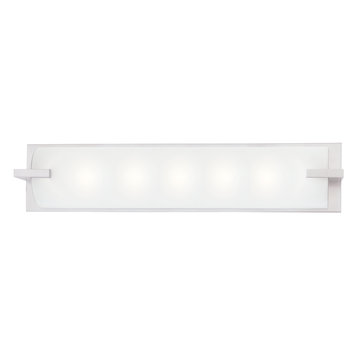 Edge 16" Bath Bar With White Shade, Satin Nickel, 30"