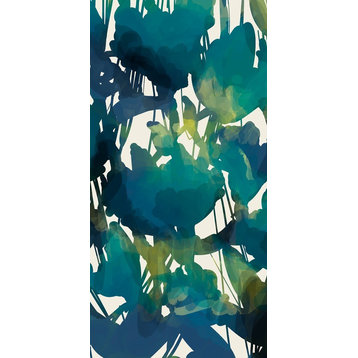 Abstract Floral Floral Print Bath Towel, Teal