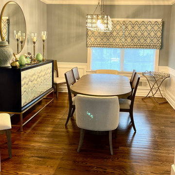 Flat Cordless Roman Shade using East Coast Fabric in Dining Room