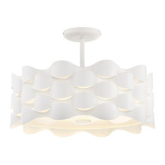 Coastal Current 18" 32W 1 LED Semi-Flush Moun Sand White White Fabric Shade