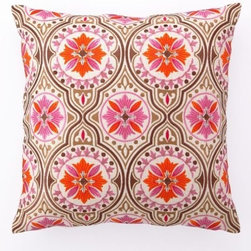 Back Bay in Pink & Brown Embroidered Pillow - Decorative Pillows