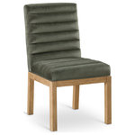 Meridian Furniture - Evelyn Upholstered Dining Chair, Green, Velvet, Natural Finish - Transform your dining area with the Evelyn dining chair, featuring luxurious green velvet upholstery. Supported by rich natural solid ash wood legs and detailed with deep channel tufting, this chair exudes both durability and opulence. The 460 GSM velvet offers a sumptuous texture, while the contemporary design ensures it makes a striking addition to any space. This chair seamlessly blends style and comfort, perfect for creating a refined dining experience.