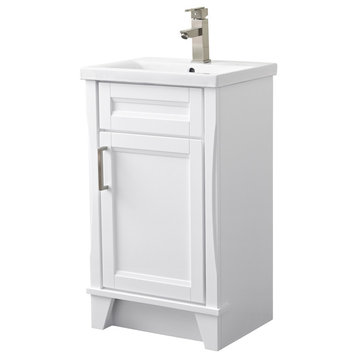 20" Single Sink Vanity With White Ceramic Sink Top, White