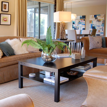Signal Lake Living Room Staged to Sell with Navigations 1&2 Collages on canvas