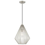 Livex Lighting - Livex Lighting 41325-91 Geometric Shade - 11.5" One Light Mini Pendant - The stunning dimension make this contemporary miniGeometric Shade 11.5 Brushed Nickel Brush *UL Approved: YES Energy Star Qualified: n/a ADA Certified: n/a  *Number of Lights: Lamp: 1-*Wattage:60w Medium Base bulb(s) *Bulb Included:No *Bulb Type:Medium Base *Finish Type:Brushed Nickel