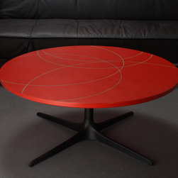 Modern Red Coffee Table w/ Inlay - Coffee Tables
