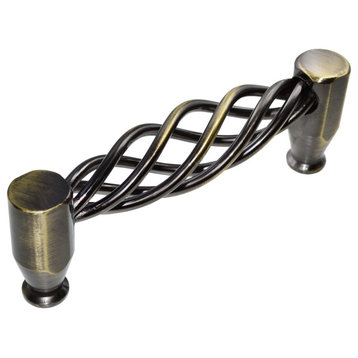 Utopia Alley Aire Antique Brass Cabinet Pull, 3.8" Center to Center, 5 Pack