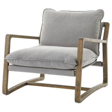 Ace Grey Pewter Oak Wood Living Room Arm Chair